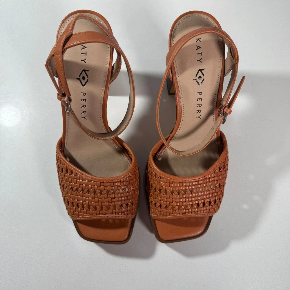 Katy Perry‎ The Steady Ankle Strap Women 9 Ginger Biscuit New Woven Platform
